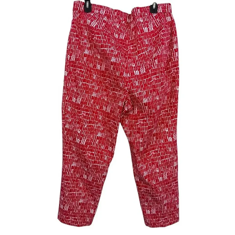 Susan Graver Womens Red White Zip Fly Stretch Elastic Waist Pants Printed 18 W - Picture 14 of 16